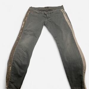 Blue jeans with silver sequin